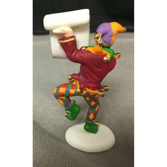 Dept 56 Heritage Village Collection "Hear Ye, Hear Ye" Harlequin w Banner 1999 - Picture 2 of 7